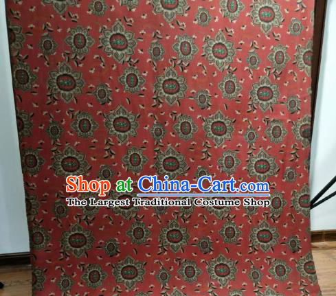 Asian Chinese Traditional Sunflowers Pattern Design Red Gambiered Guangdong Gauze Fabric Silk Material
