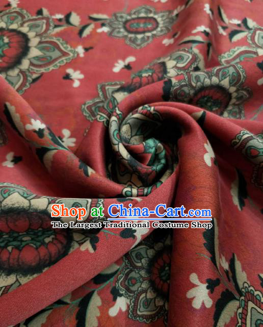 Asian Chinese Traditional Sunflowers Pattern Design Red Gambiered Guangdong Gauze Fabric Silk Material