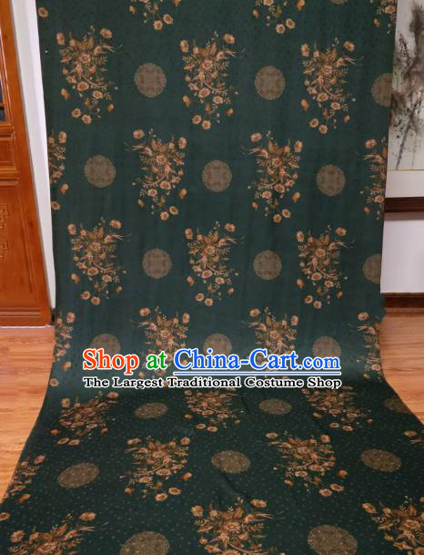 Asian Chinese Traditional Flowers Pattern Design Atrovirens Gambiered Guangdong Gauze Fabric Silk Material