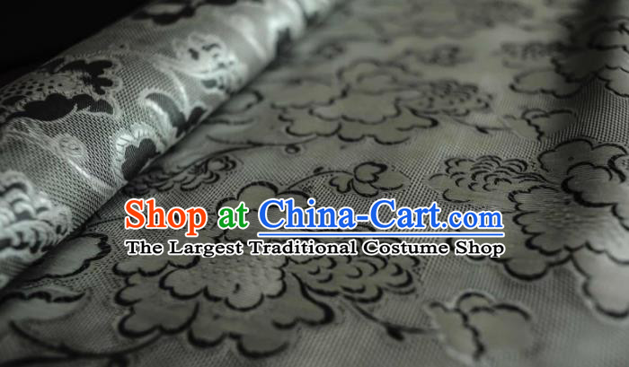 Asian Chinese Traditional Begonia Pattern Design Grey Gambiered Guangdong Gauze Fabric Silk Material
