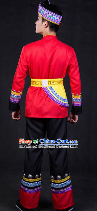Chinese Traditional Zhuang Nationality Festival Compere Outfits Ethnic Minority Folk Dance Stage Show Costume for Men
