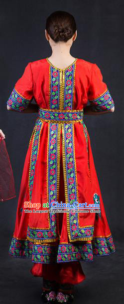 Chinese Traditional Tajik Nationality Stage Show Red Dress Ethnic Minority Folk Dance Costume for Women