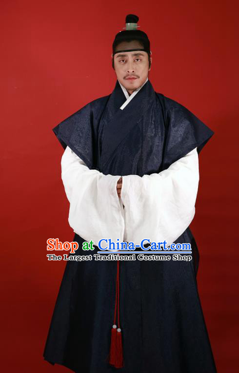Traditional Chinese Ming Dynasty Officer Hanfu Clothing Ancient Taoist Priest Costumes for Men