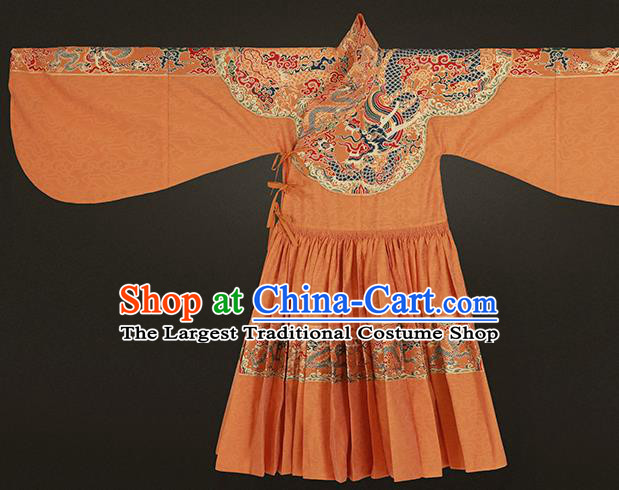 Traditional Chinese Ming Dynasty Emperor Golden Embroidered Robe Ancient King Costumes for Men