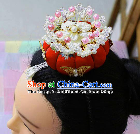 Korean Traditional Court Bride Red Hairband Asian Korea Fashion Wedding Hair Accessories for Women