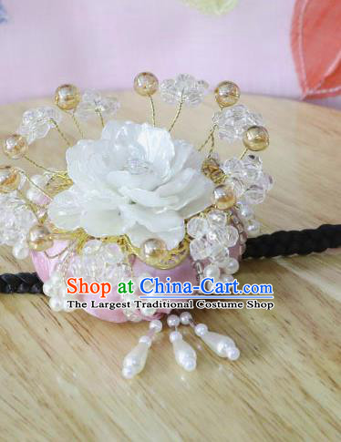 Korean Traditional Court Bride Shell Peony Pink Hairband Asian Korea Fashion Wedding Hair Accessories for Women