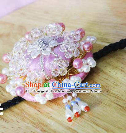 Korean Traditional Court Bride Beads Rosy Hairband Asian Korea Fashion Wedding Hair Accessories for Women