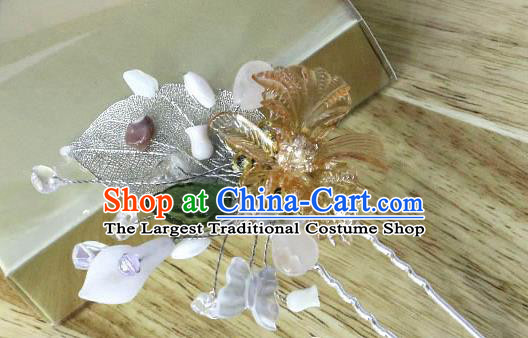 Korean Traditional Court Bride Golden Flower Hairpins Asian Korea Fashion Wedding Hair Accessories for Women