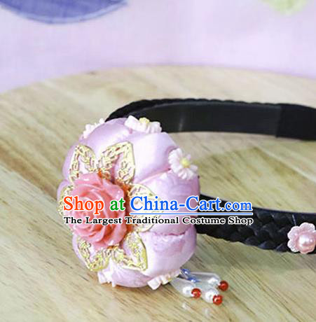 Korean Traditional Court Bride Pink Rose Hairband Asian Korea Fashion Wedding Hair Accessories for Women