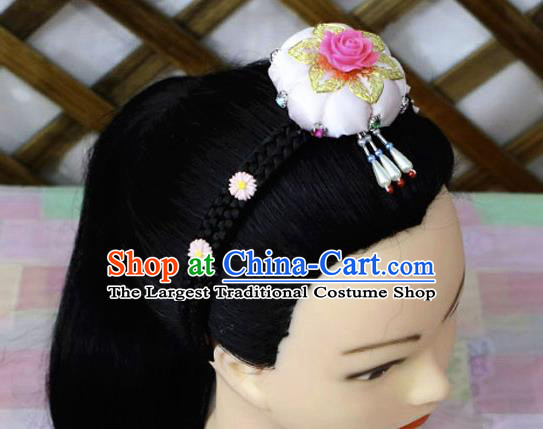 Korean Traditional Court Bride Rosy Rose Hairband Asian Korea Fashion Wedding Hair Accessories for Women