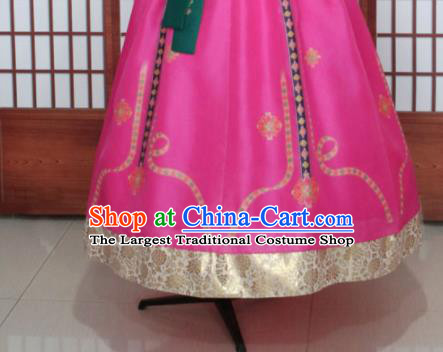 Korean Traditional Hanbok Yellow Blouse and Rosy Dress Outfits Asian Korea Fashion Costume for Women
