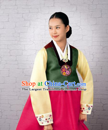 Korean Traditional Garment Bride Hanbok Green Vest Asian Korea Fashion Costume for Women