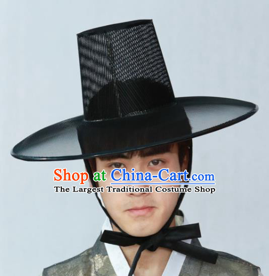 Korean Traditional Male Black Veil Hat Asian Korea Ancient Swordsman Headwear for Men