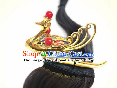 Korean Traditional Wedding Bride Golden Phoenix Hairband Asian Korea Hanbok Hair Accessories for Women