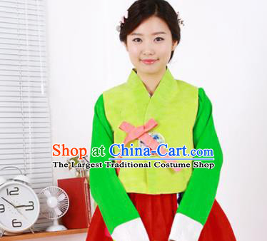 Korean Traditional Bride Mother Hanbok Garment Green Blouse and Red Dress Asian Korea Fashion Costume for Women