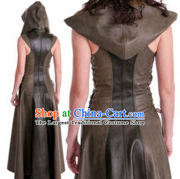 Western Halloween Cosplay Knight Leather Dress European Traditional Middle Ages Female Civilian Costume for Women