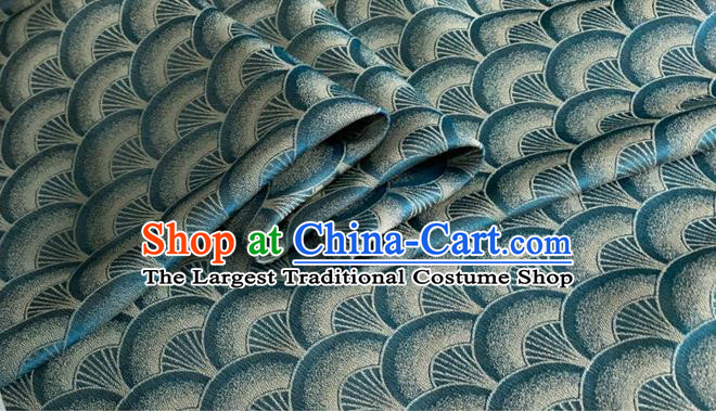 Asian Chinese Classical Scale Pattern Design Peacock Green Brocade Jacquard Fabric Traditional Cheongsam Silk Material