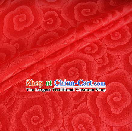 Asian Chinese Classical Clouds Pattern Design Red Brocade Jacquard Fabric Traditional Cheongsam Silk Material