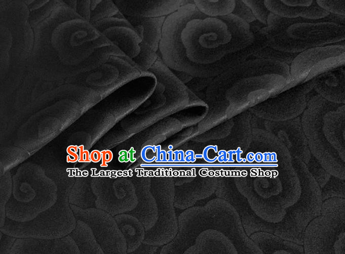 Asian Chinese Classical Clouds Pattern Design Black Brocade Jacquard Fabric Traditional Cheongsam Silk Material