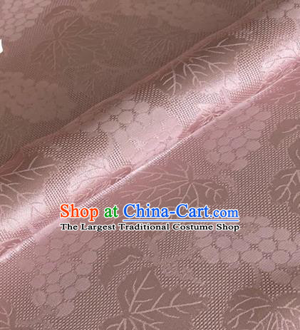 Asian Chinese Classical Maple Leaf Grape Pattern Design Pink Brocade Jacquard Fabric Traditional Cheongsam Silk Material