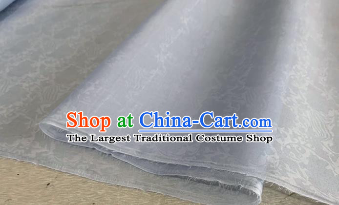 Asian Chinese Classical Phoenix Peony Pattern Design Light Grey Organza Jacquard Fabric Traditional Cheongsam Silk Material