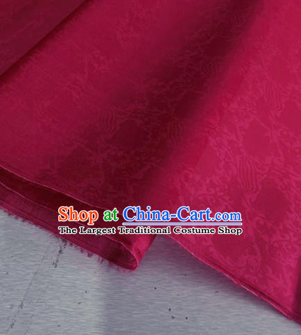 Asian Chinese Classical Phoenix Peony Pattern Design Wine Red Organza Jacquard Fabric Traditional Cheongsam Silk Material