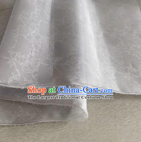 Asian Chinese Classical Phoenix Peony Pattern Design Grey Organza Jacquard Fabric Traditional Cheongsam Silk Material