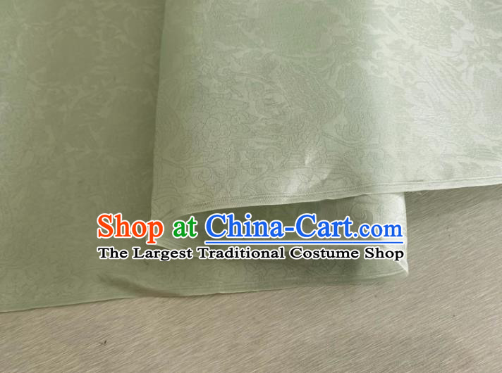 Asian Chinese Classical Phoenix Peony Pattern Design Light Green Organza Jacquard Fabric Traditional Cheongsam Silk Material