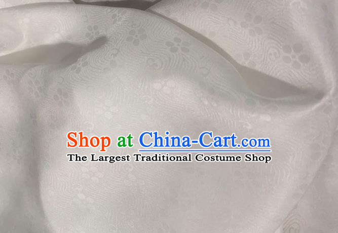 Asian Chinese Classical Plum Pattern Design White Jacquard Fabric Traditional Silk Material