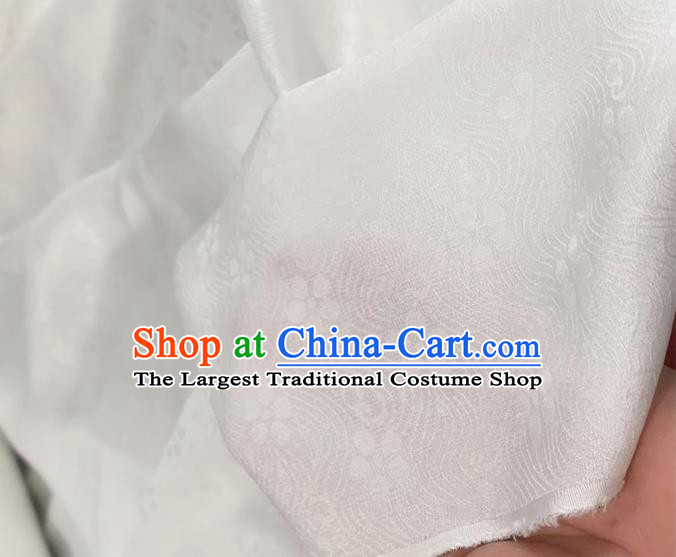 Asian Chinese Classical Plum Pattern Design White Jacquard Fabric Traditional Silk Material