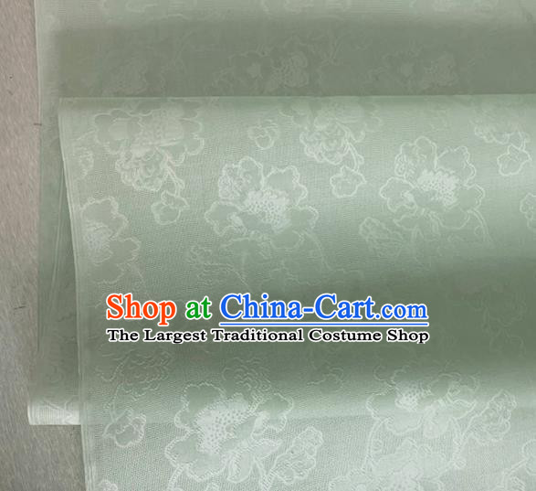 Asian Chinese Classical Peony Pattern Design Light Green Jacquard Fabric Traditional Cheongsam Silk Material
