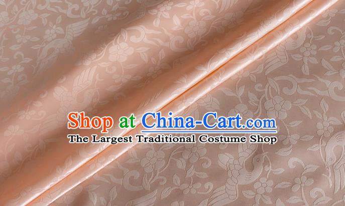 Asian Chinese Classical Birds Pattern Design Pink Brocade Jacquard Fabric Traditional Cheongsam Silk Material