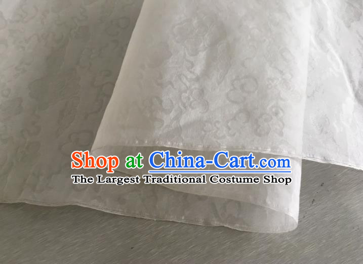 Asian Chinese Classical Auspicious Clouds Pattern Design White Brocade Jacquard Fabric Traditional Cheongsam Silk Material