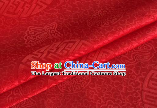 Asian Chinese Classical Longevity Pattern Design Red Brocade Jacquard Fabric Traditional Cheongsam Silk Material