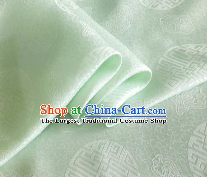 Asian Chinese Classical Longevity Pattern Design Peak Green Brocade Jacquard Fabric Traditional Cheongsam Silk Material