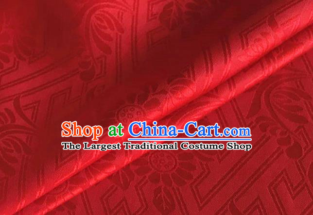 Asian Chinese Classical Daisy Pattern Design Red Brocade Jacquard Fabric Traditional Cheongsam Silk Material