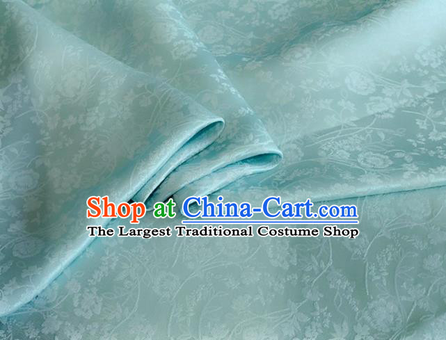 Asian Chinese Classical Jacquard Peony Pattern Design Light Blue Brocade Fabric Traditional Cheongsam Silk Material