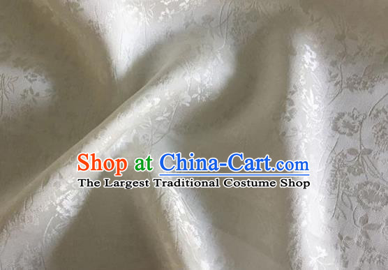 Asian Chinese Classical Jacquard Peony Pattern Design Beige Brocade Fabric Traditional Cheongsam Silk Material