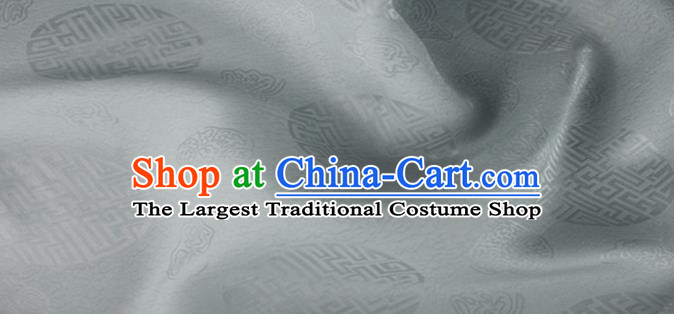 Asian Chinese Classical Longevity Pattern Design Grey Brocade Jacquard Fabric Traditional Cheongsam Silk Material