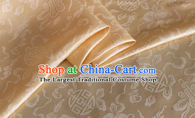 Asian Chinese Classical Ribbon Calabash Pattern Design Champagne Silk Fabric Traditional Cheongsam Material
