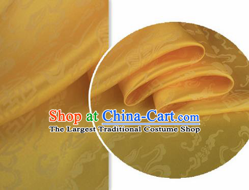 Asian Chinese Classical Ribbon Calabash Pattern Design Yellow Silk Fabric Traditional Cheongsam Material