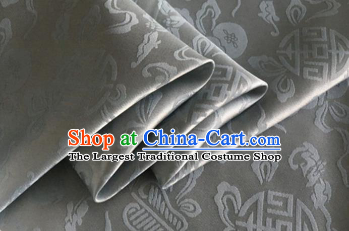 Asian Chinese Classical Ribbon Calabash Pattern Design Grey Silk Fabric Traditional Cheongsam Material