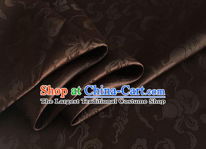 Asian Chinese Classical Ribbon Calabash Pattern Design Deep Brown Silk Fabric Traditional Cheongsam Material