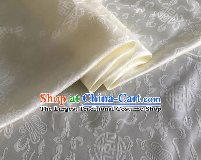 Asian Chinese Classical Ribbon Calabash Pattern Design Beige Silk Fabric Traditional Cheongsam Material