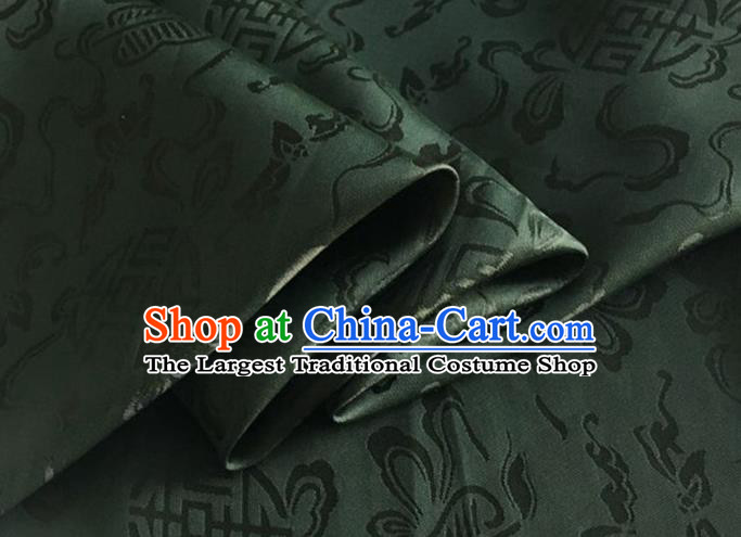 Asian Chinese Classical Ribbon Calabash Pattern Design Atrovirens Silk Fabric Traditional Cheongsam Material