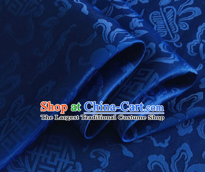 Asian Chinese Classical Ribbon Calabash Pattern Design Royalblue Silk Fabric Traditional Cheongsam Material