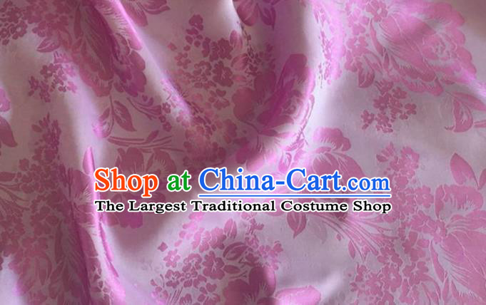 Asian Chinese Classical Peony Pattern Design Rosy Silk Fabric Traditional Cheongsam Brocade Material
