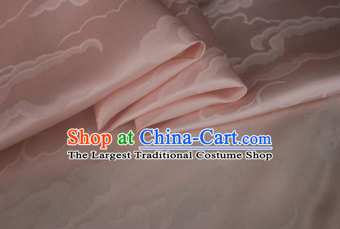 Asian Chinese Classical Cloud Pattern Design Light Pink Silk Fabric Traditional Cheongsam Brocade Material