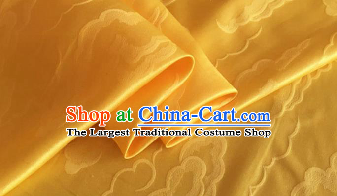 Asian Chinese Classical Cloud Pattern Design Yellow Silk Fabric Traditional Cheongsam Brocade Material