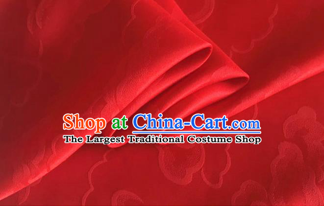 Asian Chinese Classical Cloud Pattern Design Red Silk Fabric Traditional Cheongsam Brocade Material